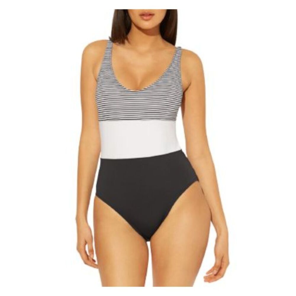 BLEU Women's Black Stretch Tank Removable Cups One Piece Swimsuit 4